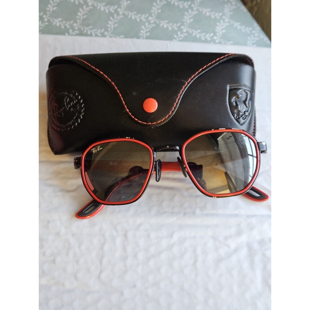 Ray-Ban RB3647M Scuderia Ferrari Men's Sunglasses - Red Metal Frame, Black Lens